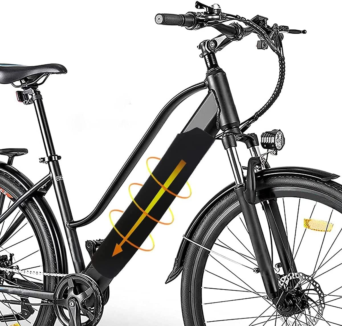 Reflektierender E-Bike Akku Schutz Elektro Velo Motor Abdeckung mit Klettverschluss - Schwarz