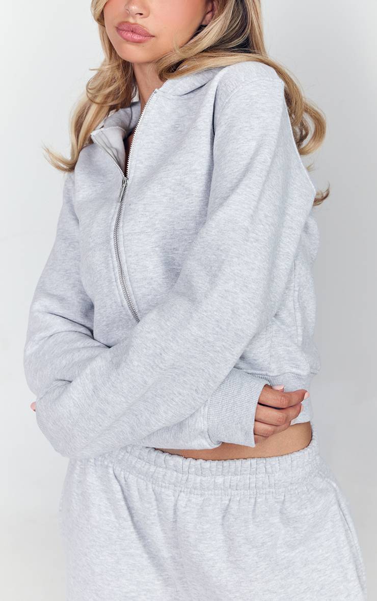 Gris Cendré Sweat À Casynthétiqueche Court Zippé