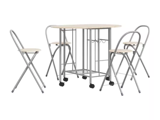 Ensemble de salle à manger pliable 5 pièces MDF