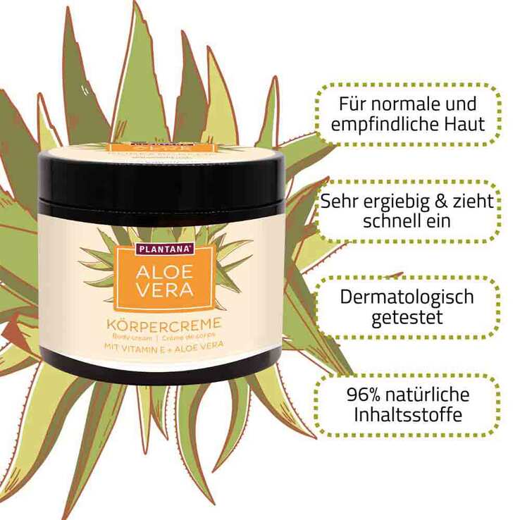 Plantana Aloe Vera Körpercreme mit Vitamin-E, 500 ml