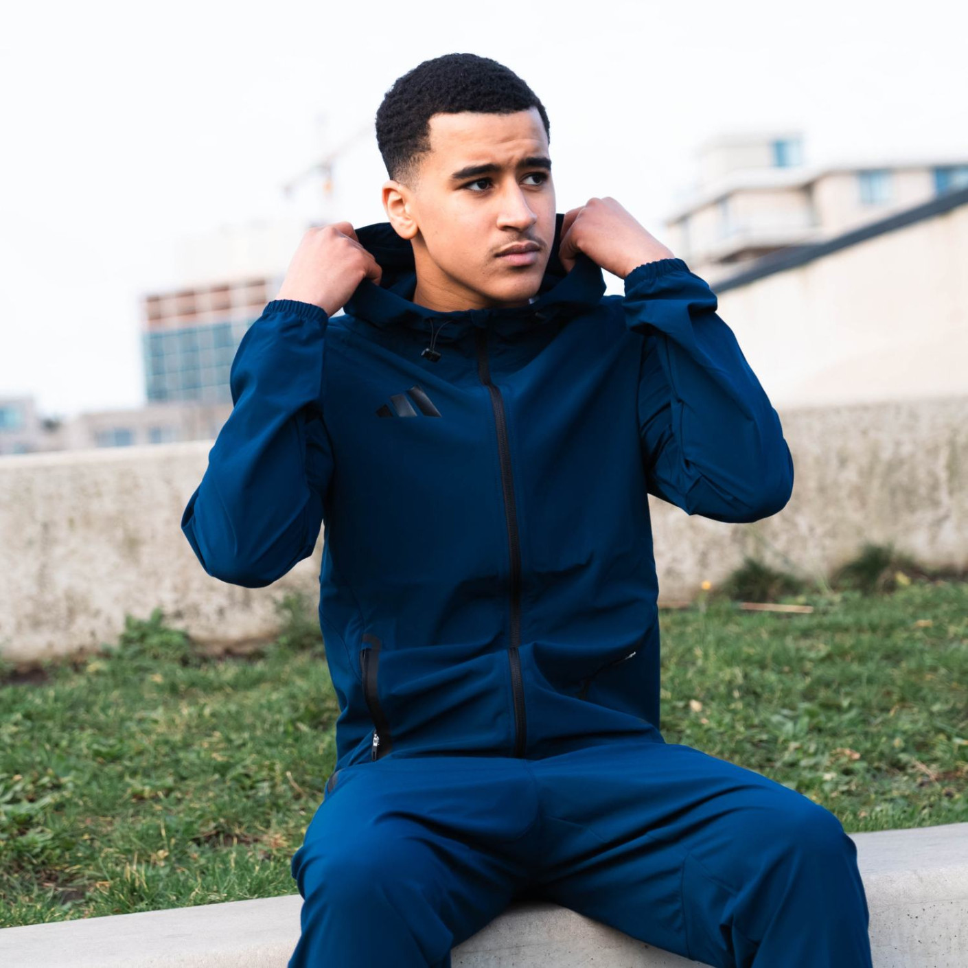 adidas Tiro 25 Vis Tech Competition Hooded Trainingspak Full-Zip Donkerblauw Zwart