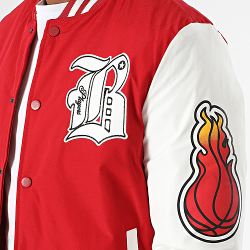 Veste Teddy Capuche Rouge Blanc