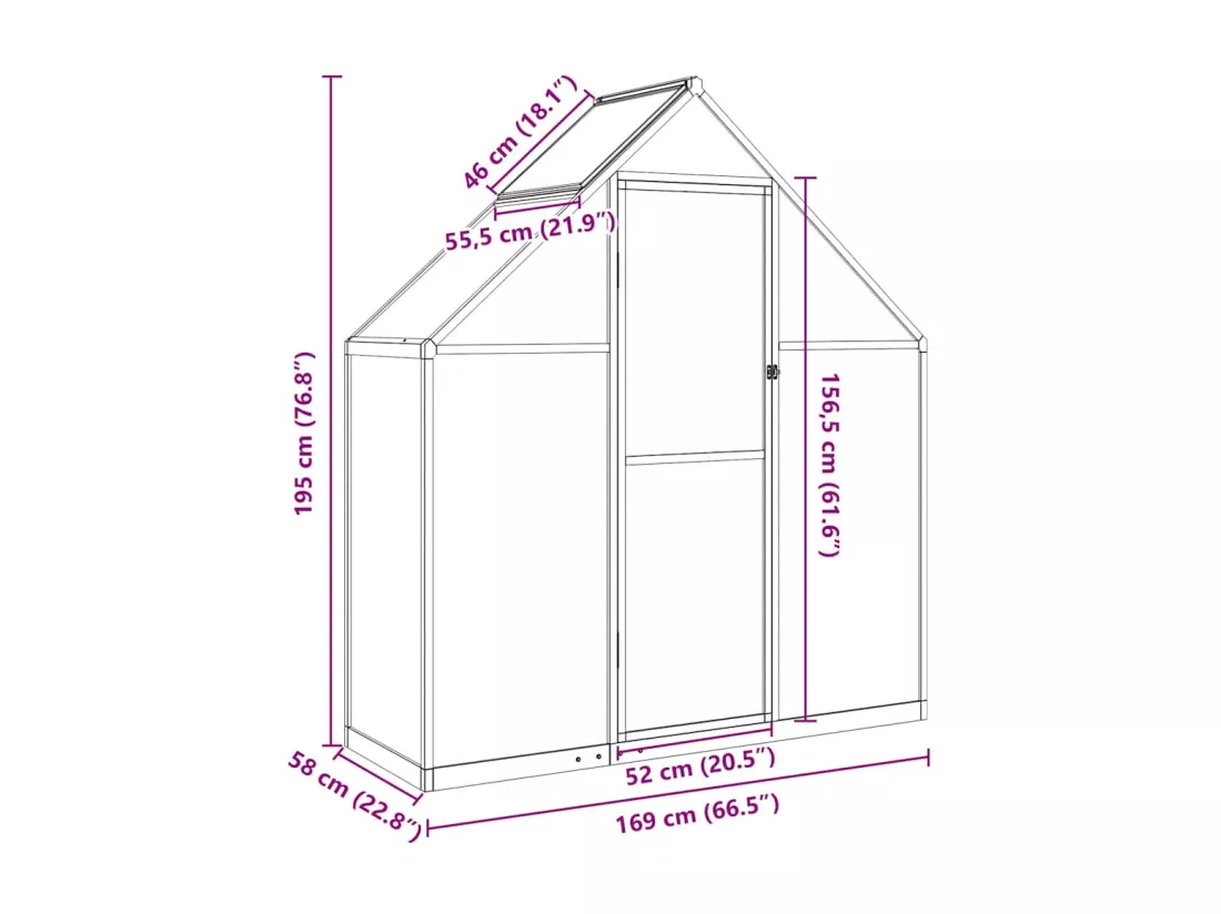 Serre tente abri plante aluminium 169 x 58 x 195 cm 02_0044492