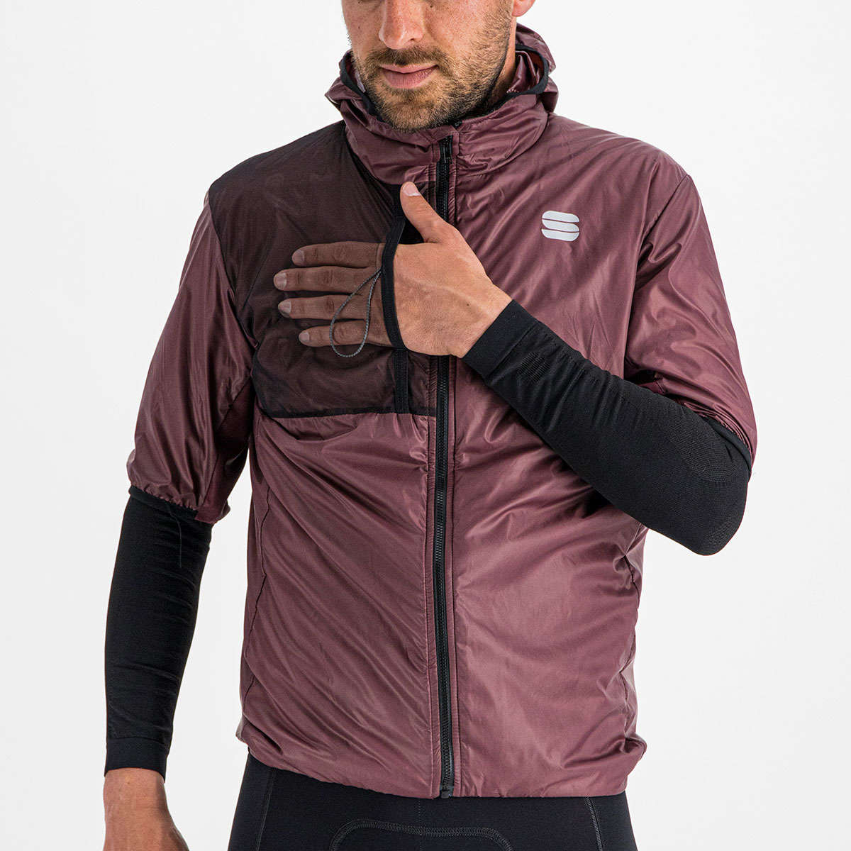 Sportful Supergiara Puffy Fietsjack Korte Mouwen Donkerrood Heren