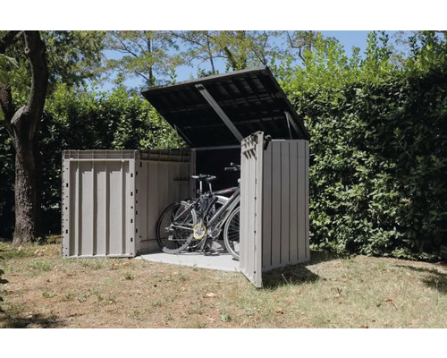 Stora Way Plus 2XL afvalbak, fietsenstalling inclusief gasveren, 178 x 109 x 140 cm, grijs