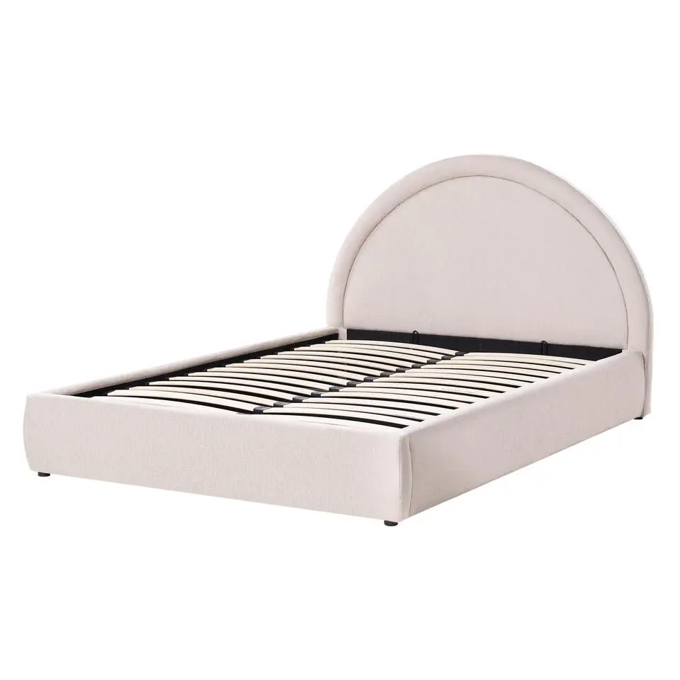 MOUZON - Bed met opbergruimte - Lichtbeige - 140 x 200 cm - Stof