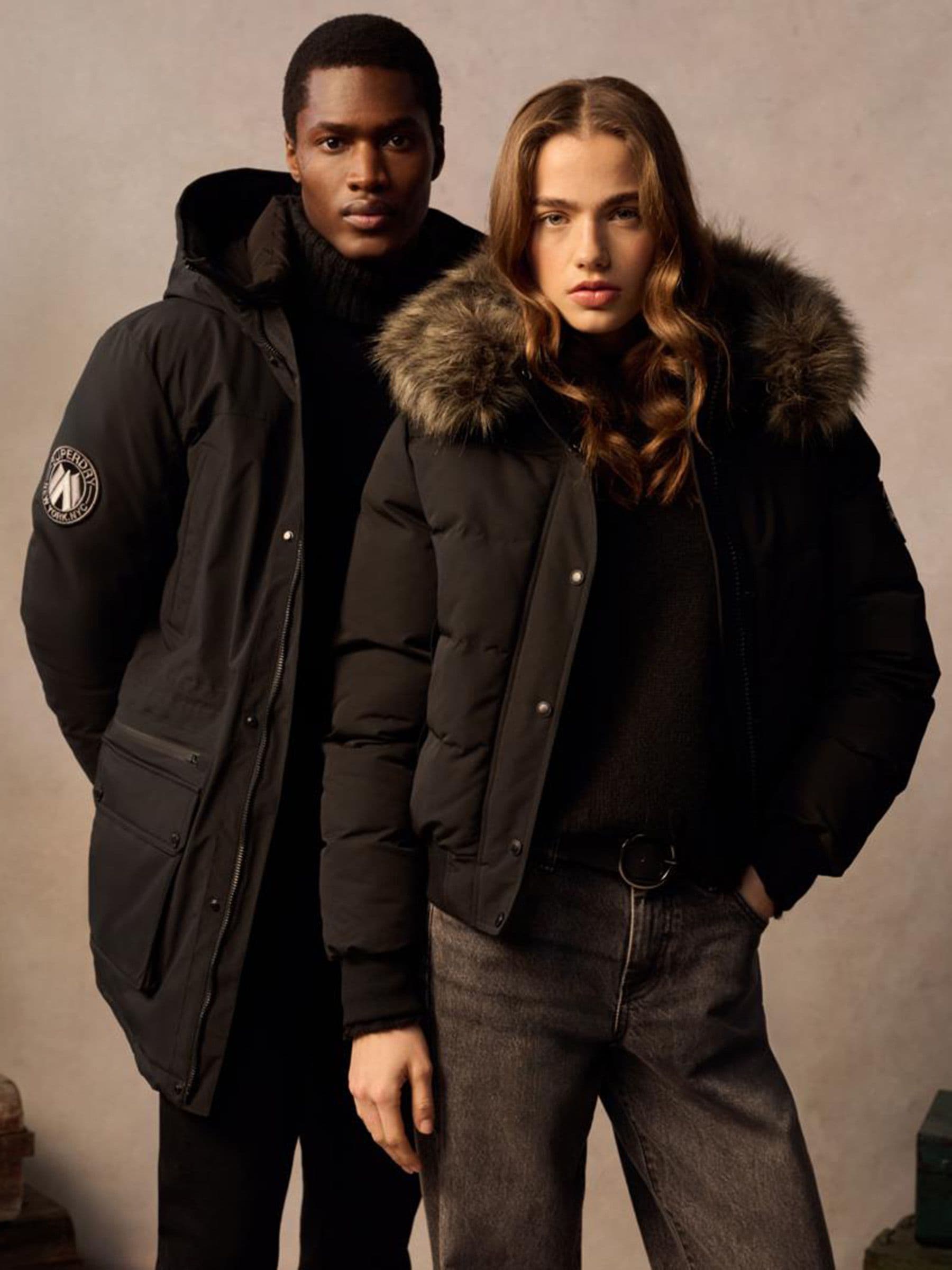 Zwart - Superdry Everest bomberjack met capuchon
