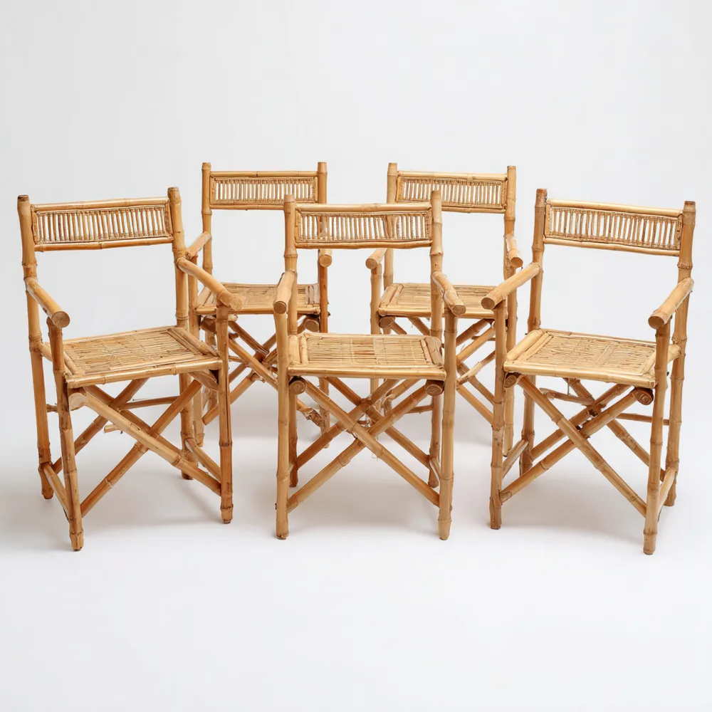 Gartenstuhl Set Bambus Handgefertigt – Natürlich – Klassisches Design 45x45x90 cm