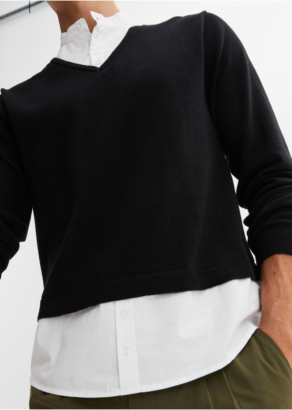 Pull à empiècement chemisier