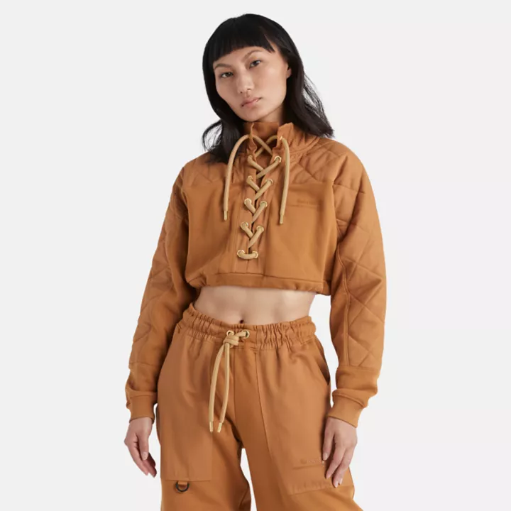 Sweat court Timberland x  Humberto Leon pour femme en jaune foncé