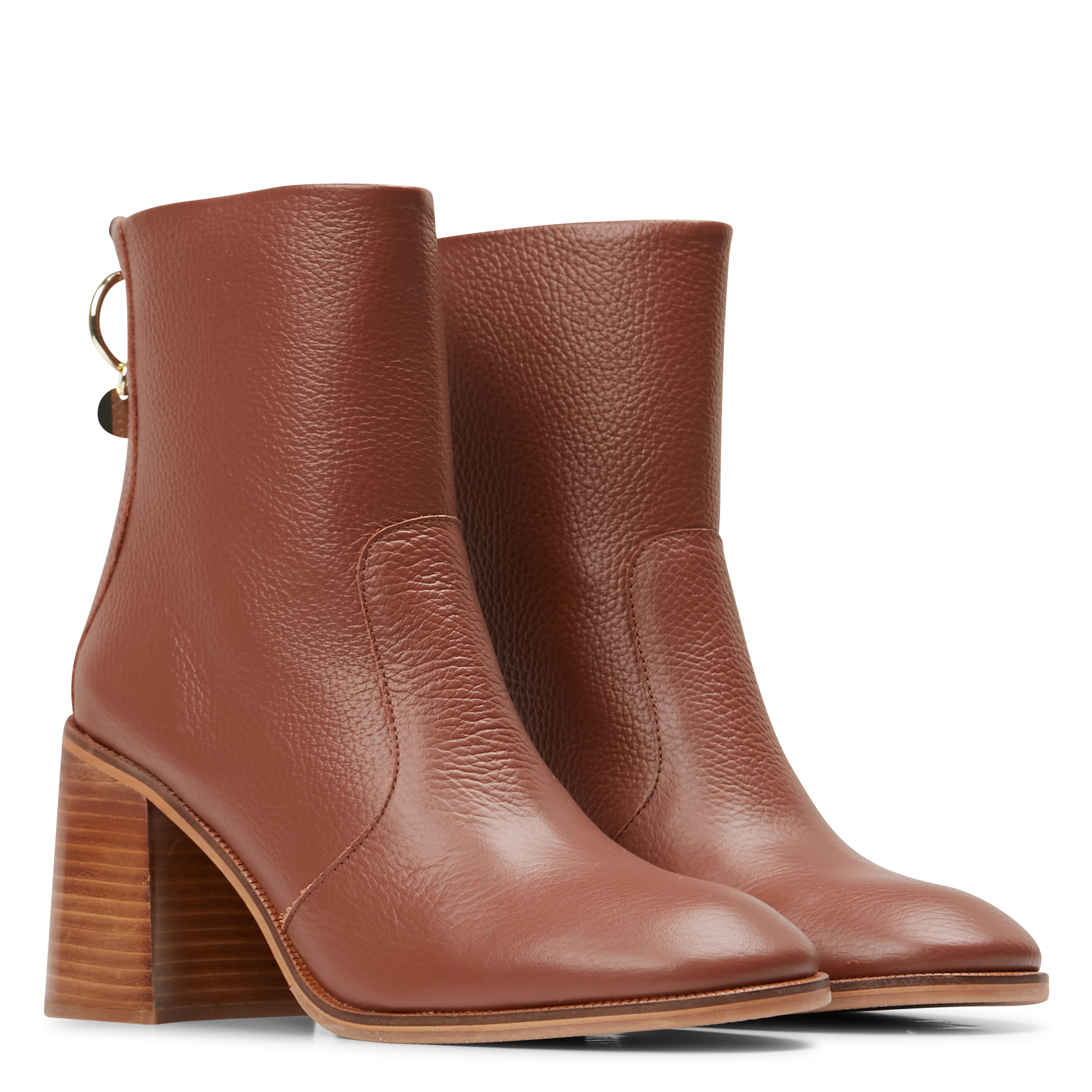 ARYEL - Bottes à talon en cuir | Marron