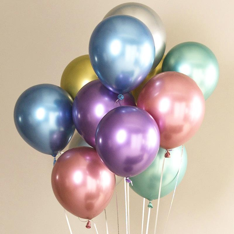 (50er Set) Ø30cm Party Deko Ballons Latex Metallic Luftballons - Bunt