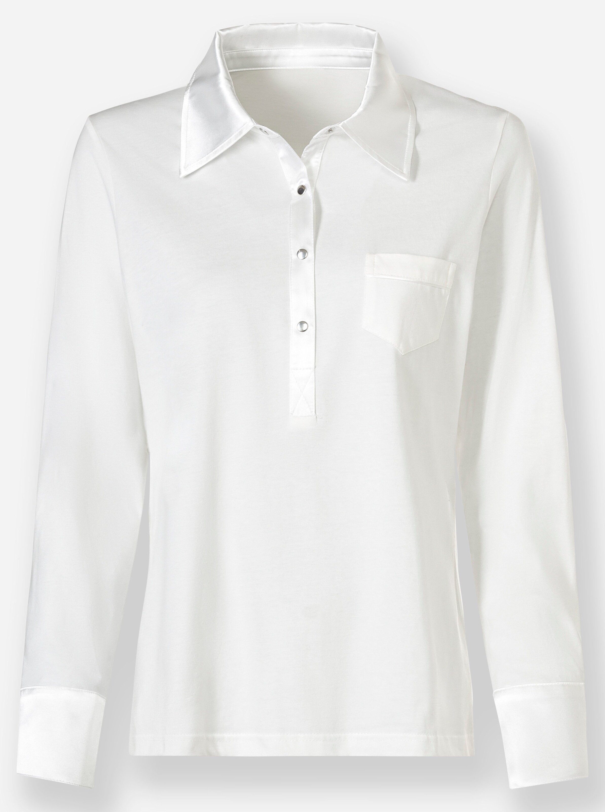 Langarm-Poloshirt in weiß