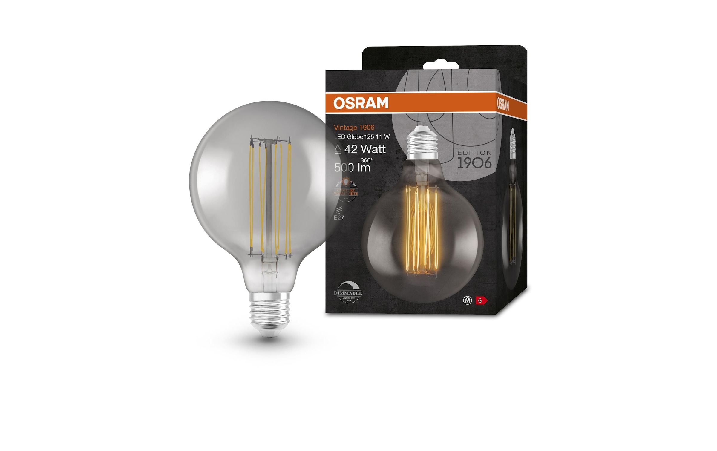 Osram LED-Leuchtmittel »Vintage 1906 Globe125, 11W, E27, Warmweiss« E27 1 Stk. Warmweiss