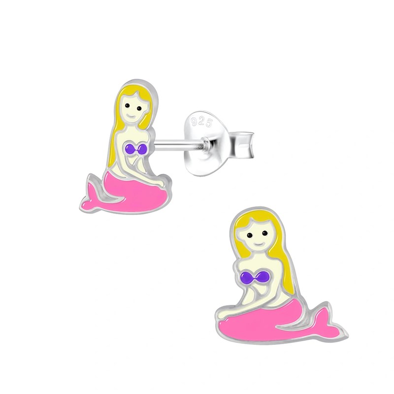 Boucles d'oreilles enfant Sirène en argent 925