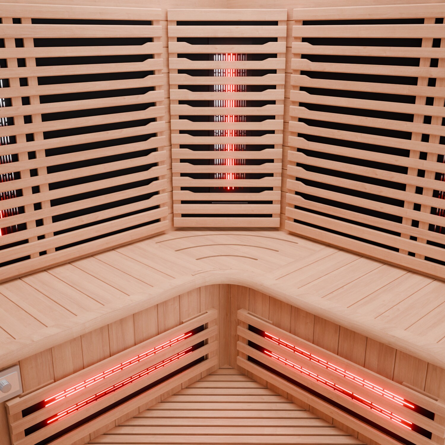 Dewello® Infrarotkabine Infrarotsauna KENORA 140x140 für 2-3 Personen aus Hemlockholz, Dual-Therm