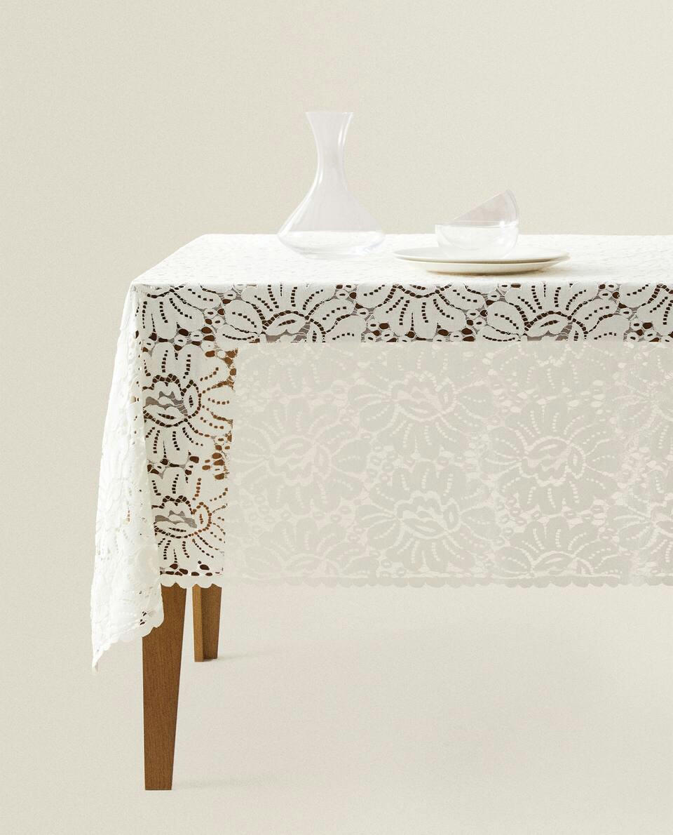 TOALHA DE MESA DE RENDA DE ALGODÃO