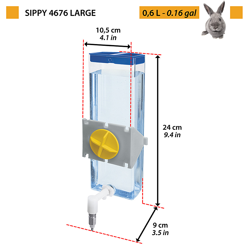 Ferplast abreuvoir pour lapins sippy 4676 large, distributeur d'eau bouteille pour lapins et autres petits animaux capacité 600