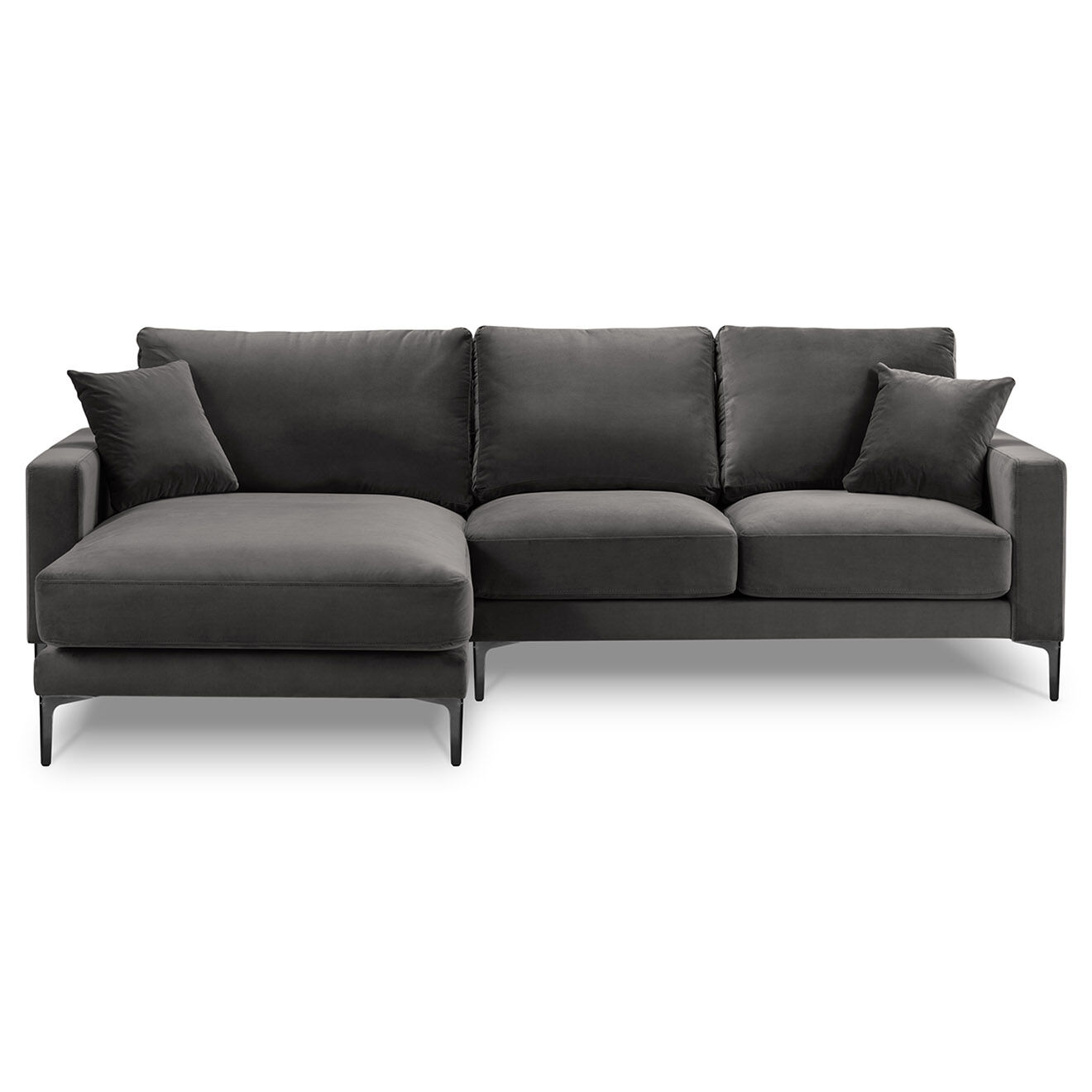 Mazzini Sofas Canapé d'angle Gauche Velours Venus 4 Places gris - 248x160x90 cm