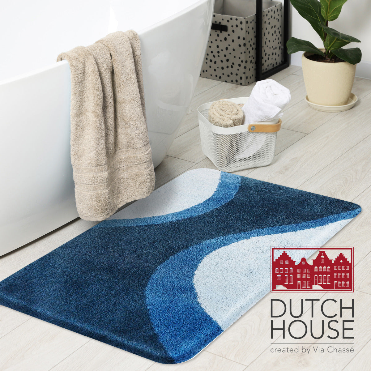 Dutch House Badmat Metz 60x90cm - blauw
