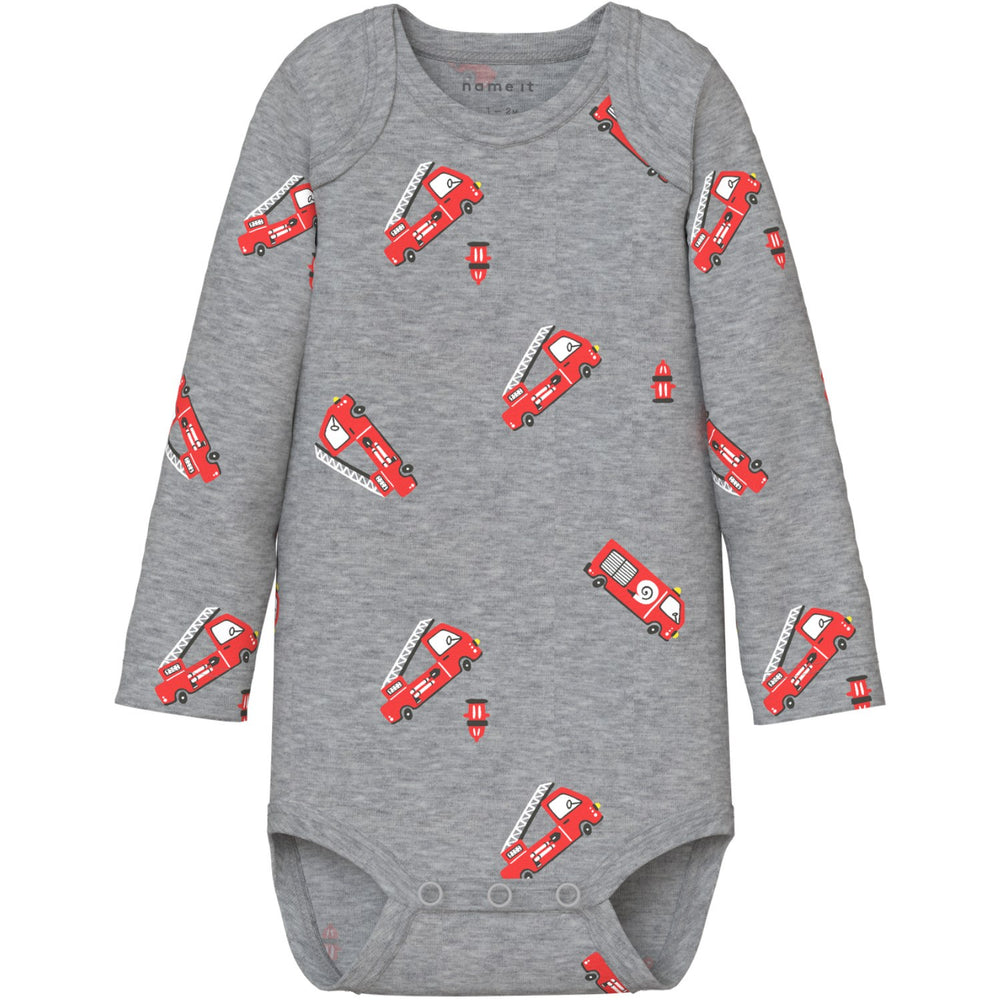 Køb Name It Grey Melange Nbmbody 3P Ls Firetruck Noos