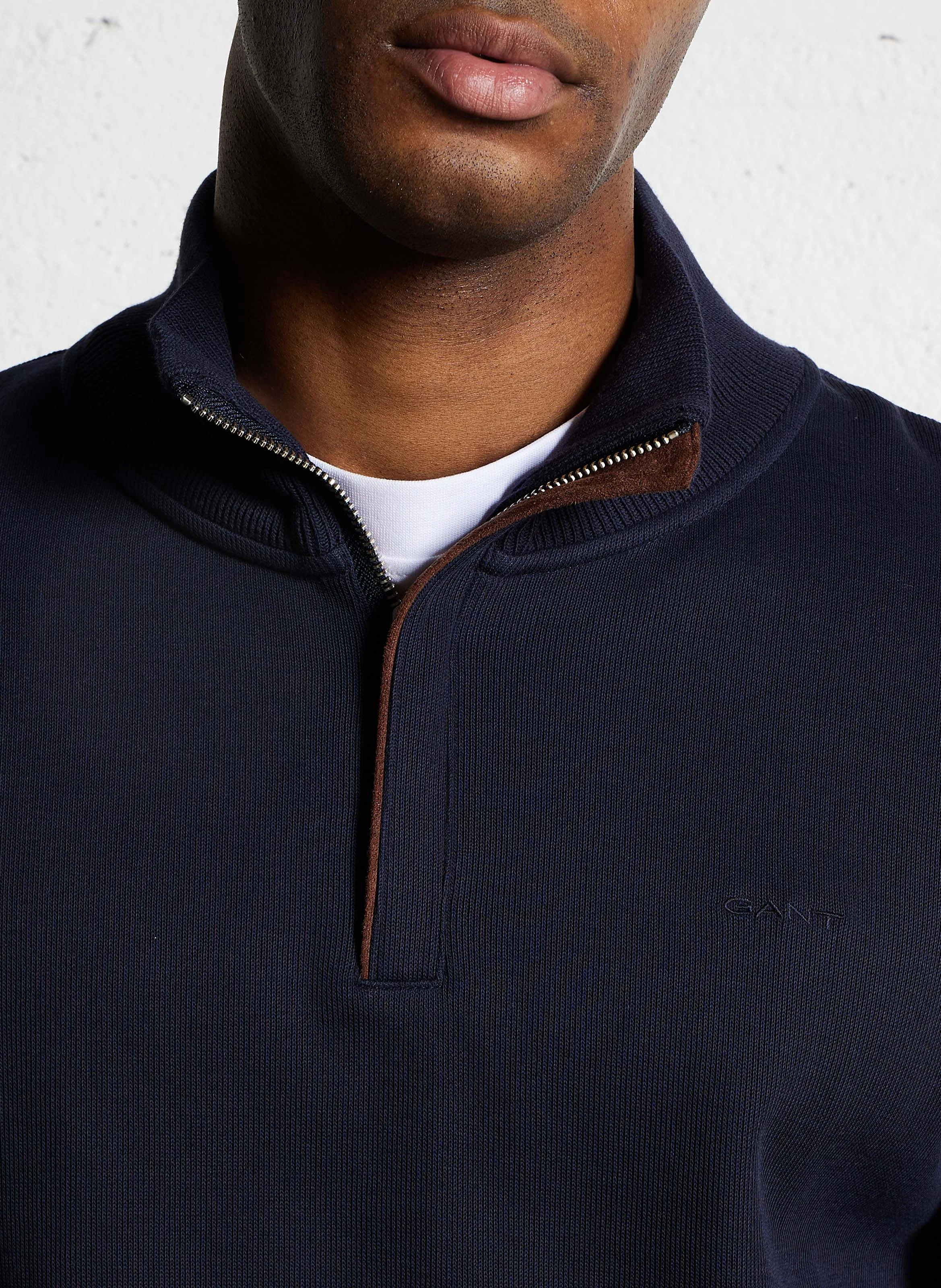 Pull col montant en coton | Bleu