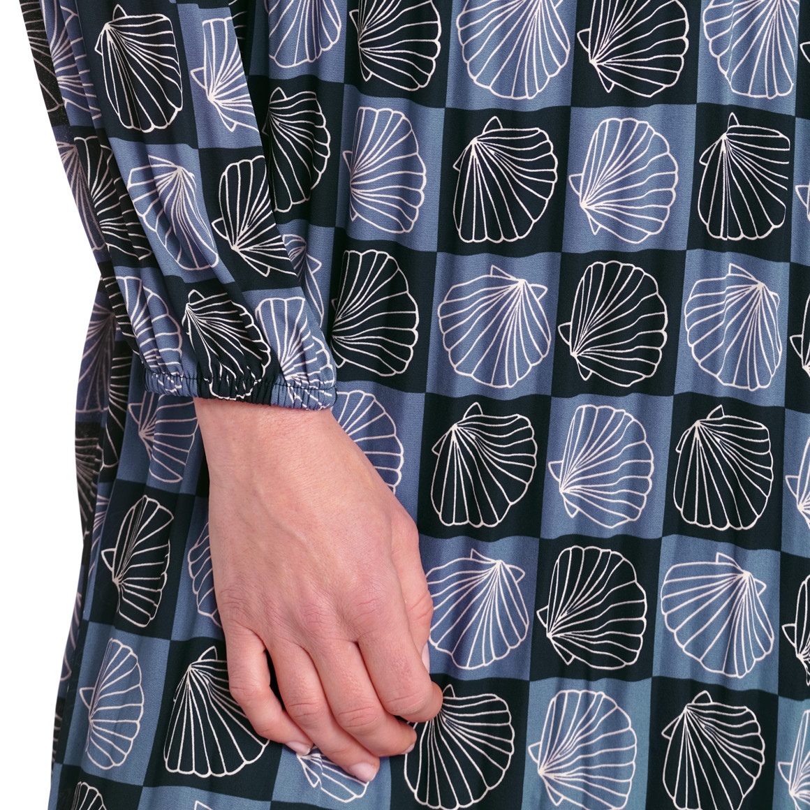 Gina Benotti Damen Plissee-Kleid mit Muschel-Motiven dunkelblau