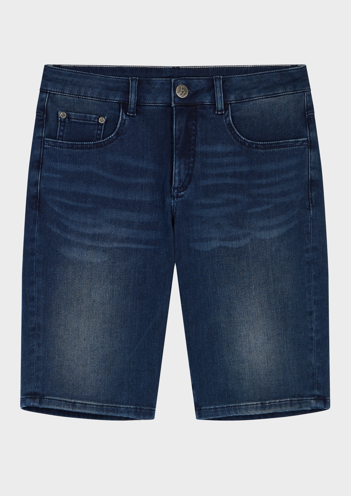 Bermuda en coton mélangé uni bleu jeans