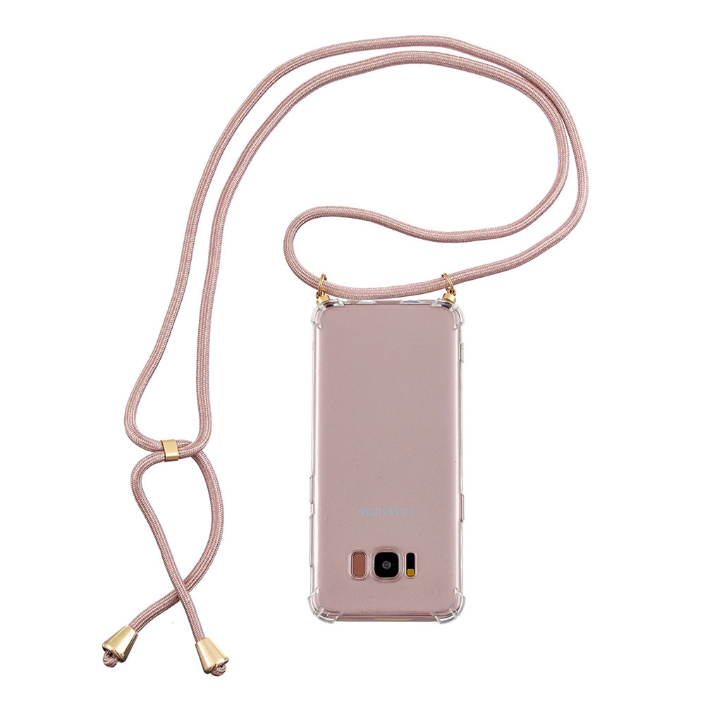 Samsung Galaxy S8 Necklace Gummi Hülle Air Cushion Fallschutz   Handykette (150cm) - Rosa / Gold
