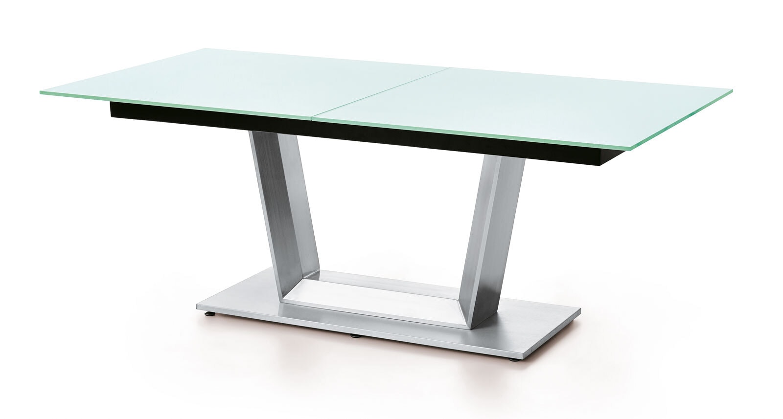 MONDO Esstisch COMEDOR 180-240 x 100 cm Edelstahl /Glas silberfarben
