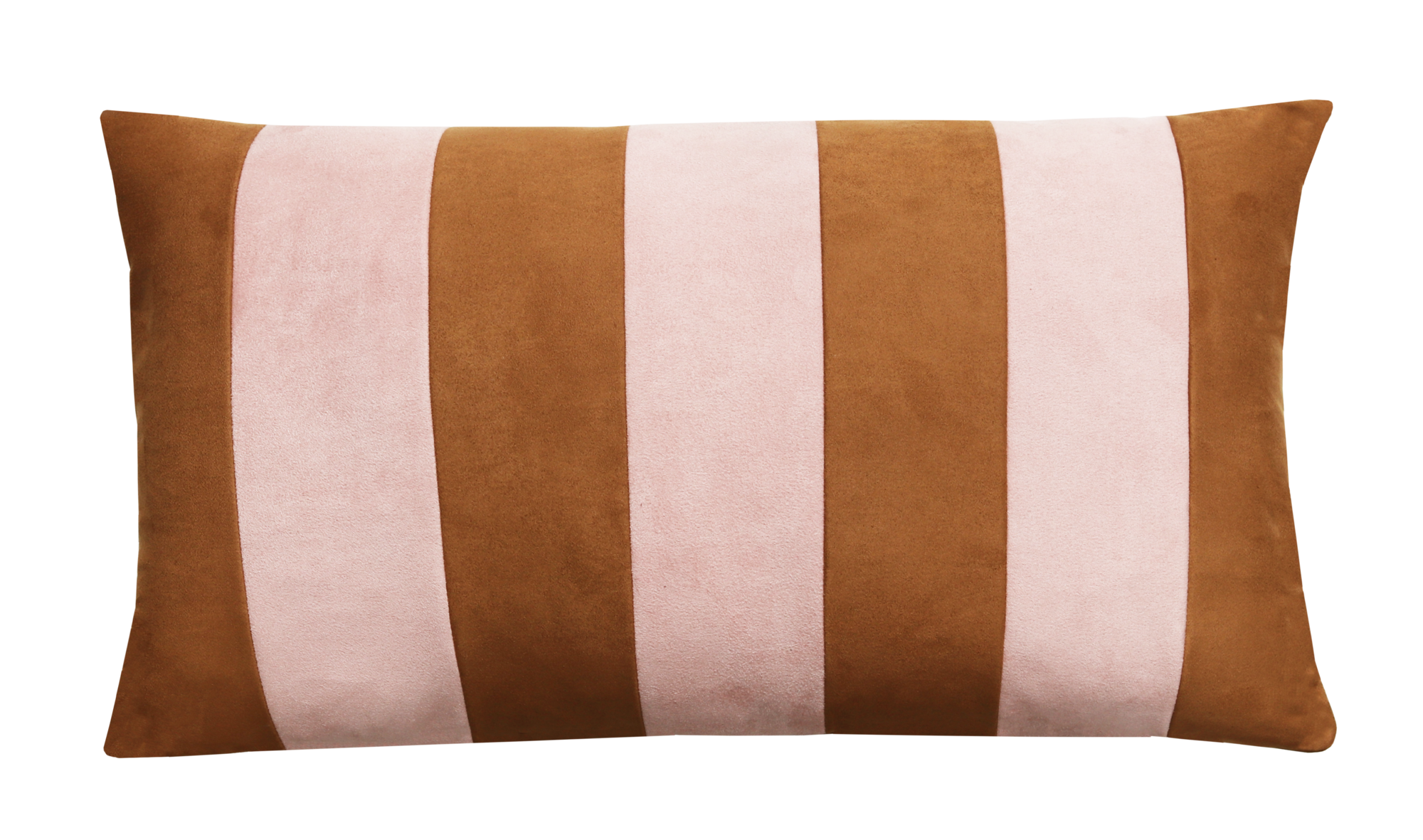 Kussen suéde streep mocha mousse roze