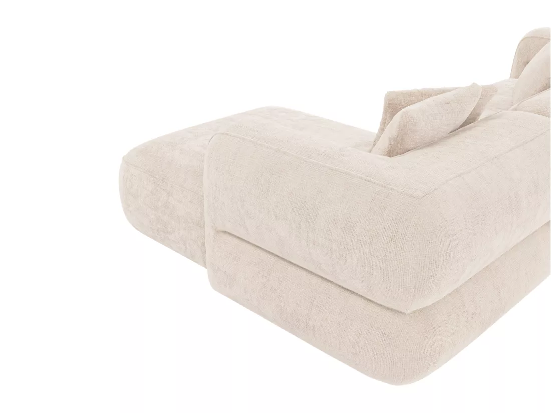 Canapé d'angle droit en tissu texturé beige TREVALIS