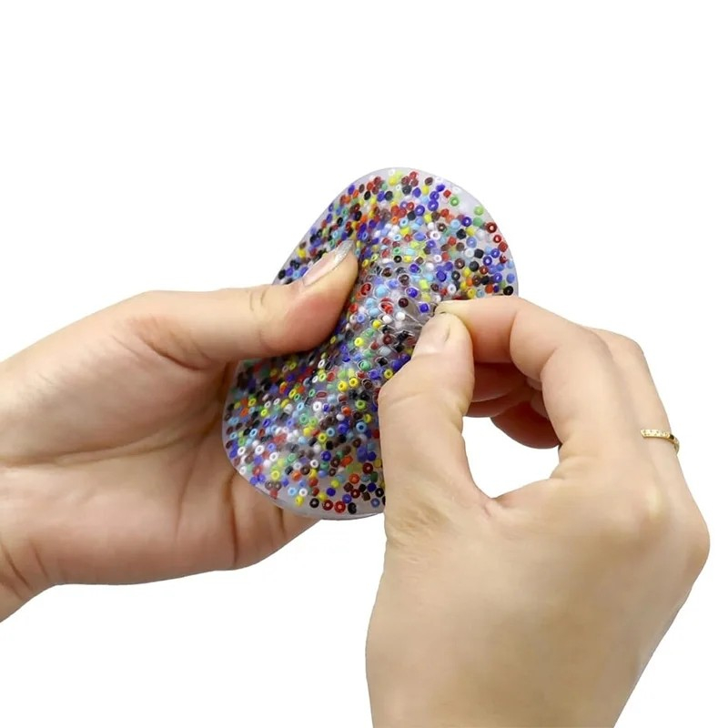 (Ø6cm) Anti Stress Skin Picking Pad Fidget Spiel Squeeze Perlen für Erwachsene - Bunt