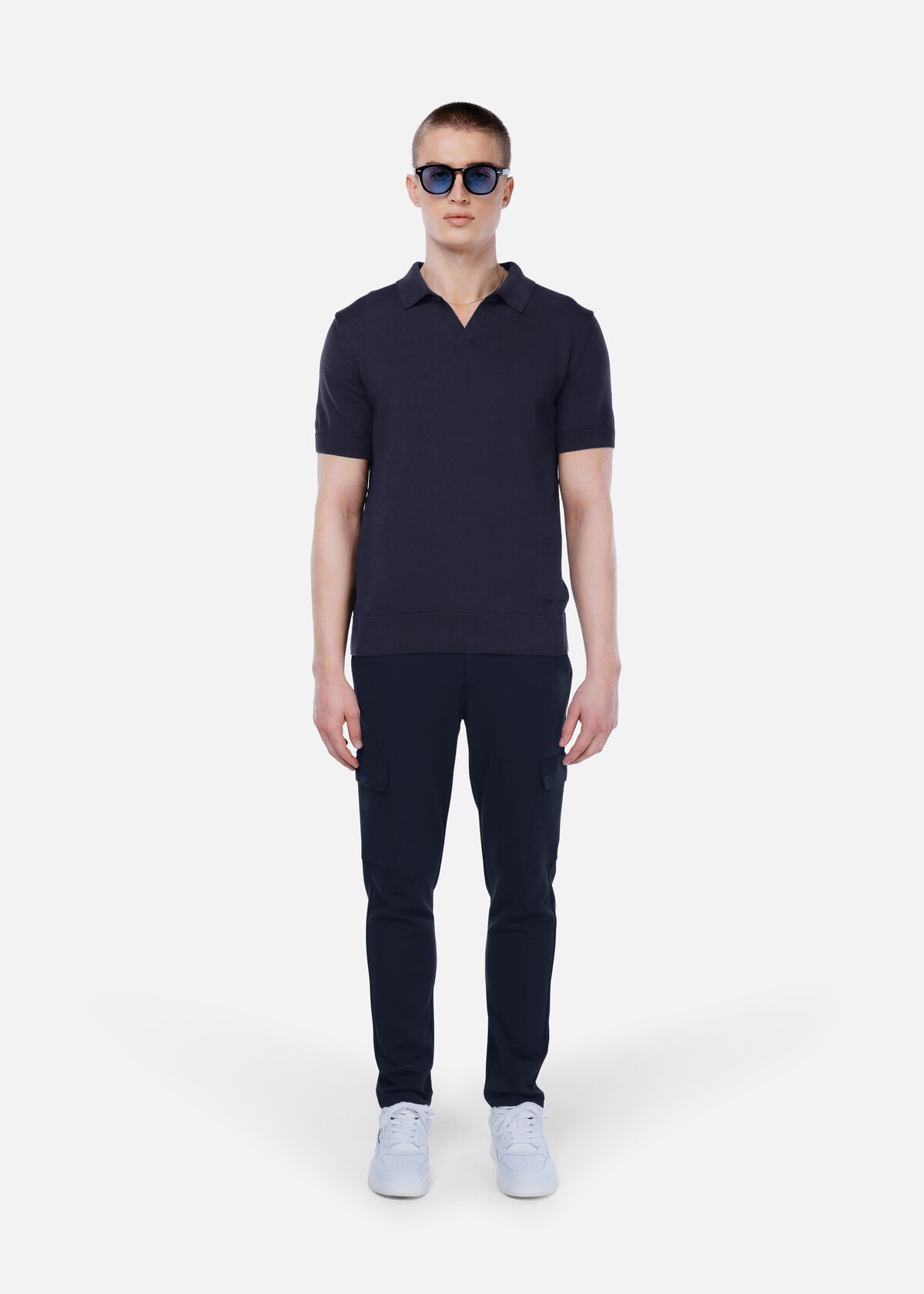 Off The Pitch Smart Knitted Polo Heren Donkerblauw