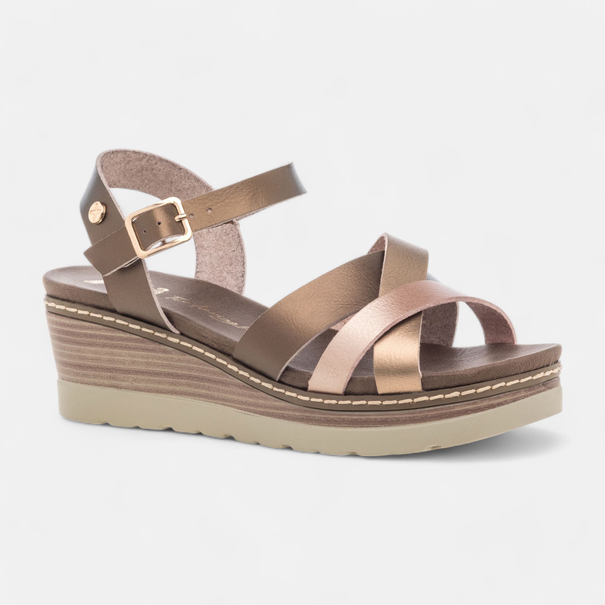 Sandales à talon compensé Femme bronze