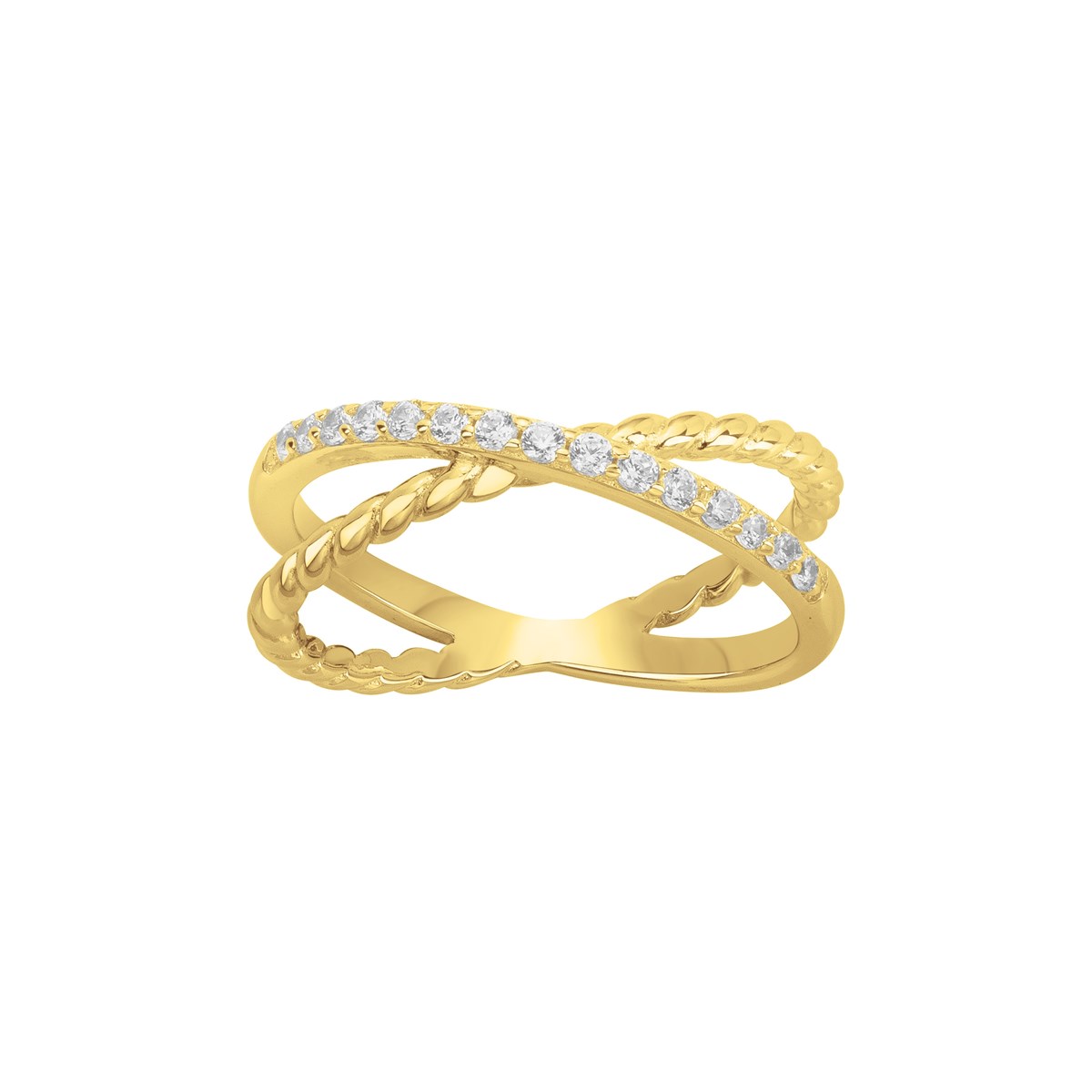 Bague en Plaqué Or avec oxyde de zirconium blanc