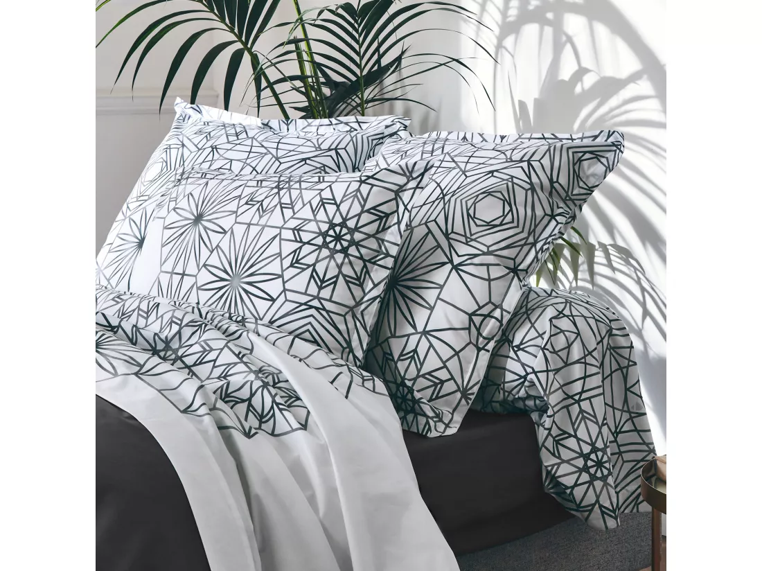Taie de traversin 140x43 cm percale coton GABRIELLE gris jais
