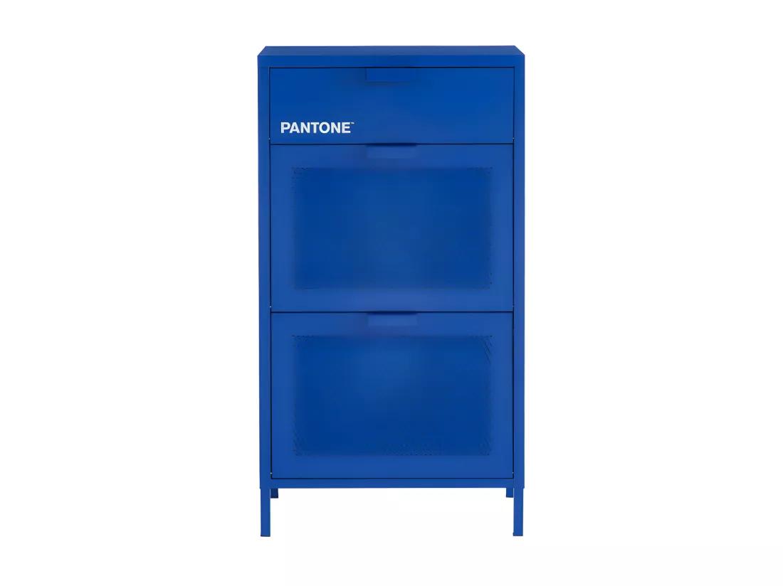 Nino - Meuble à chaussures 2 portes 1 tiroir en métal PANTONE L55cm - Bleu électrique