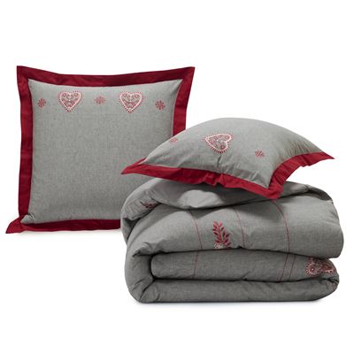 Linge de lit broderie coeurs, feuilles et flocons - BECQUET CRÉATION