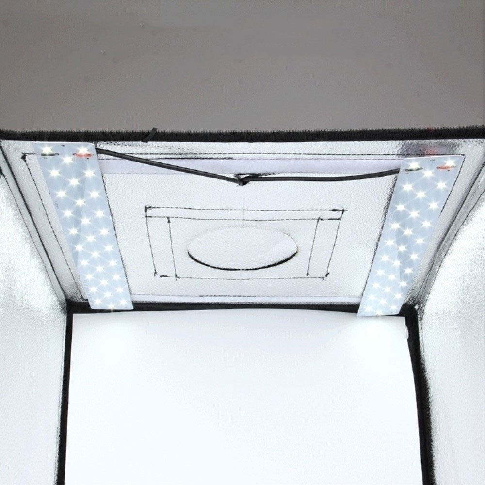 (40x40cm) Faltbares Fotozelt Fotostudio Lichtbox mit 30W LED Beleuchtung 5500K   6 Farbige Hintergründe - Schwarz