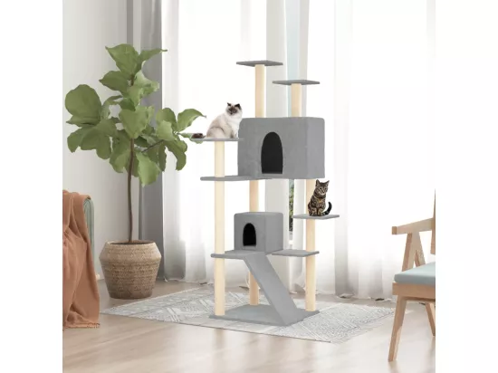 Arbre à chat avec griffoirs en sisal Gris clair 153 cm
