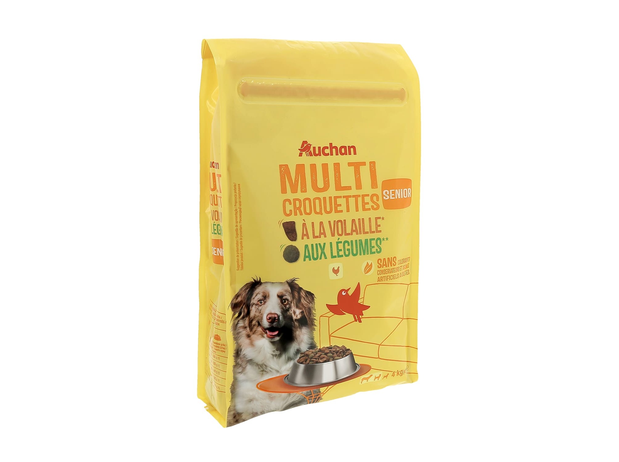 RAÇÃO PARA CÃO SÉNIOR AUCHAN COM AVES E COM LEGUMES 4KG