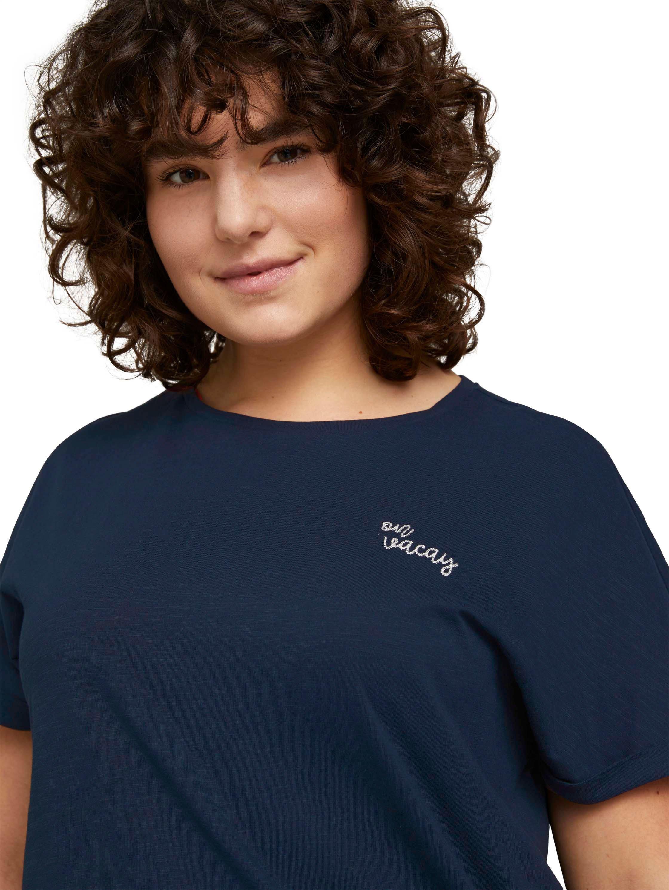 T-Shirt mit Wording-Stickerei auf der Brust