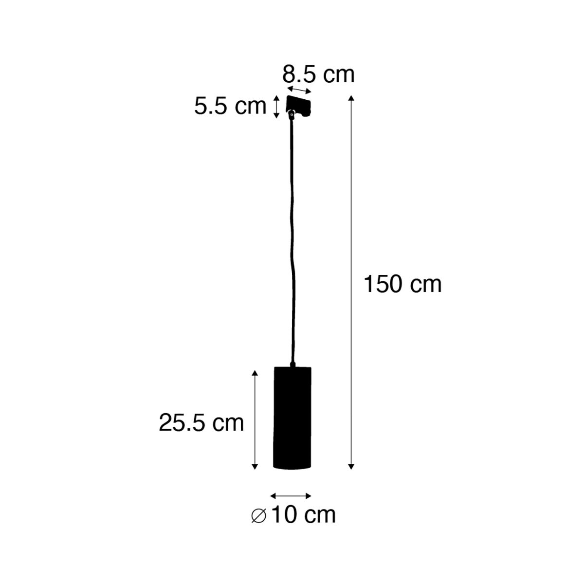 Design hanglamp donkerbrons incl. rail adapter 3-fase - 3-Phase Tubo
