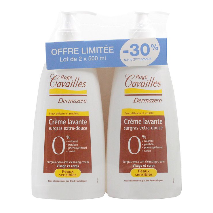 Dermazéro crème lavante hydratante 2x500 ml dont 30% offert sur le 2ème