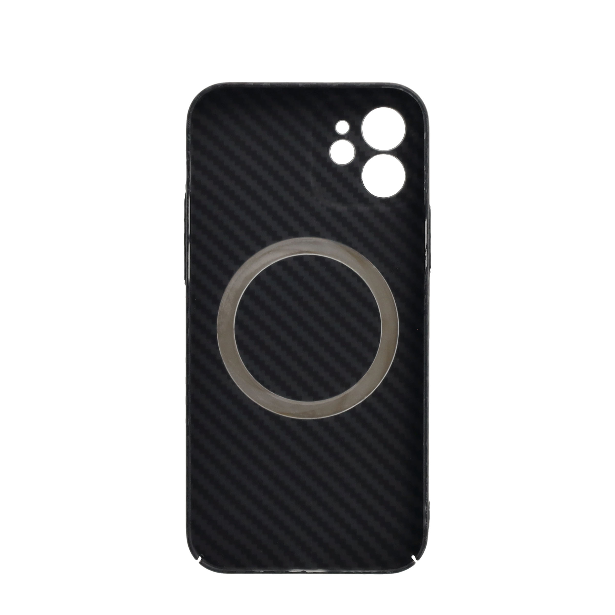 iPhone 12 MagSafe Hardcase Hülle im Carbon Look - Schwarz