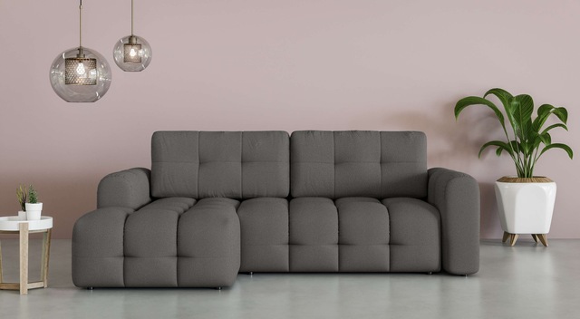 GOODproduct Ecksofa »Manilla, wahlweise mit Bettfunktion, B/T/H 265/170/91 cm« L-Form mit Recamiere rechts/links bestellbar, Wellenunterfederung