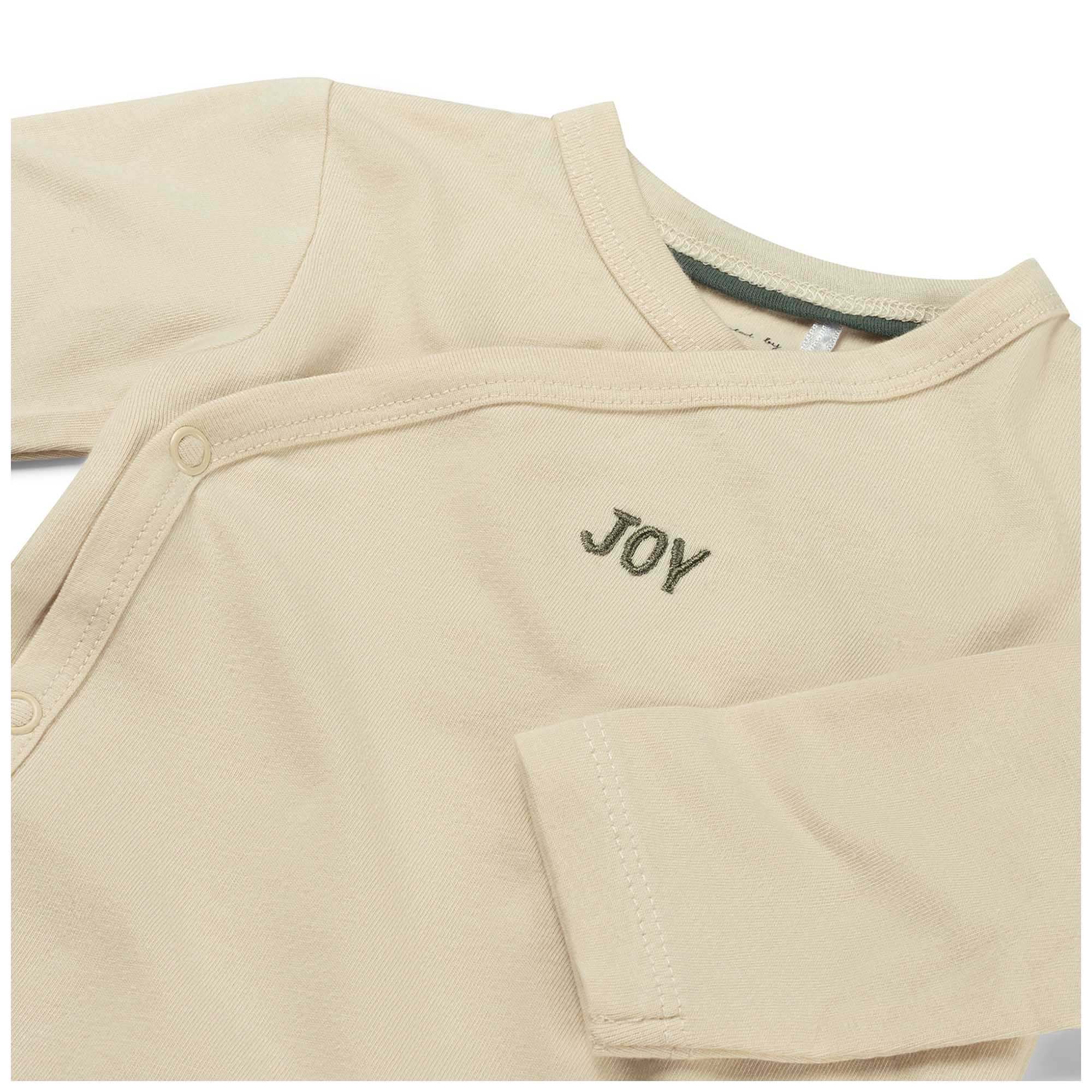 Prénatal newborn overslagshirt lange mouwen tekst beige