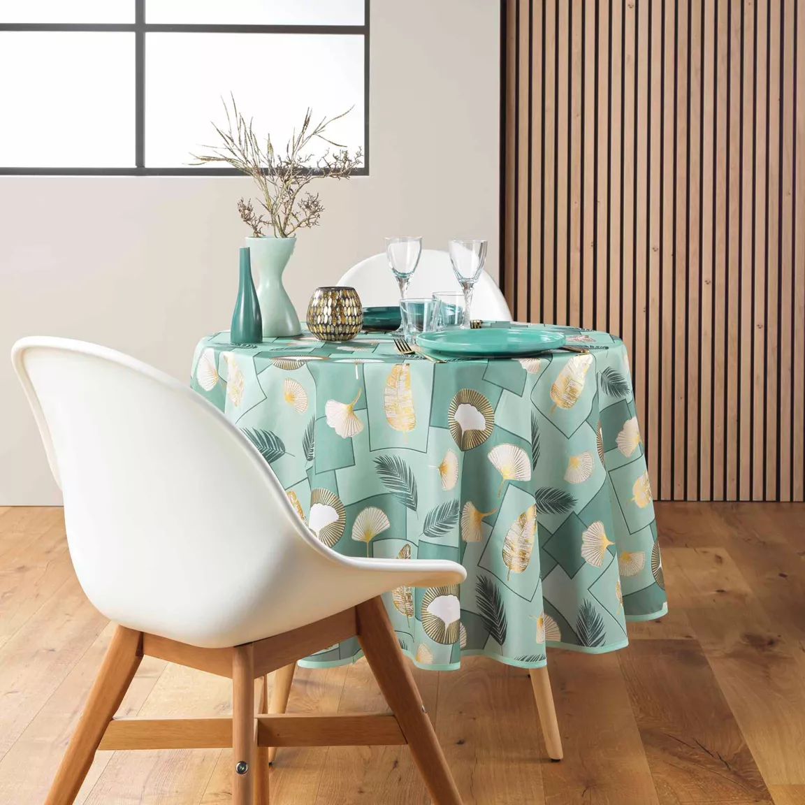 Nappe ronde anti tache (180 cm) Natane Vert sauge