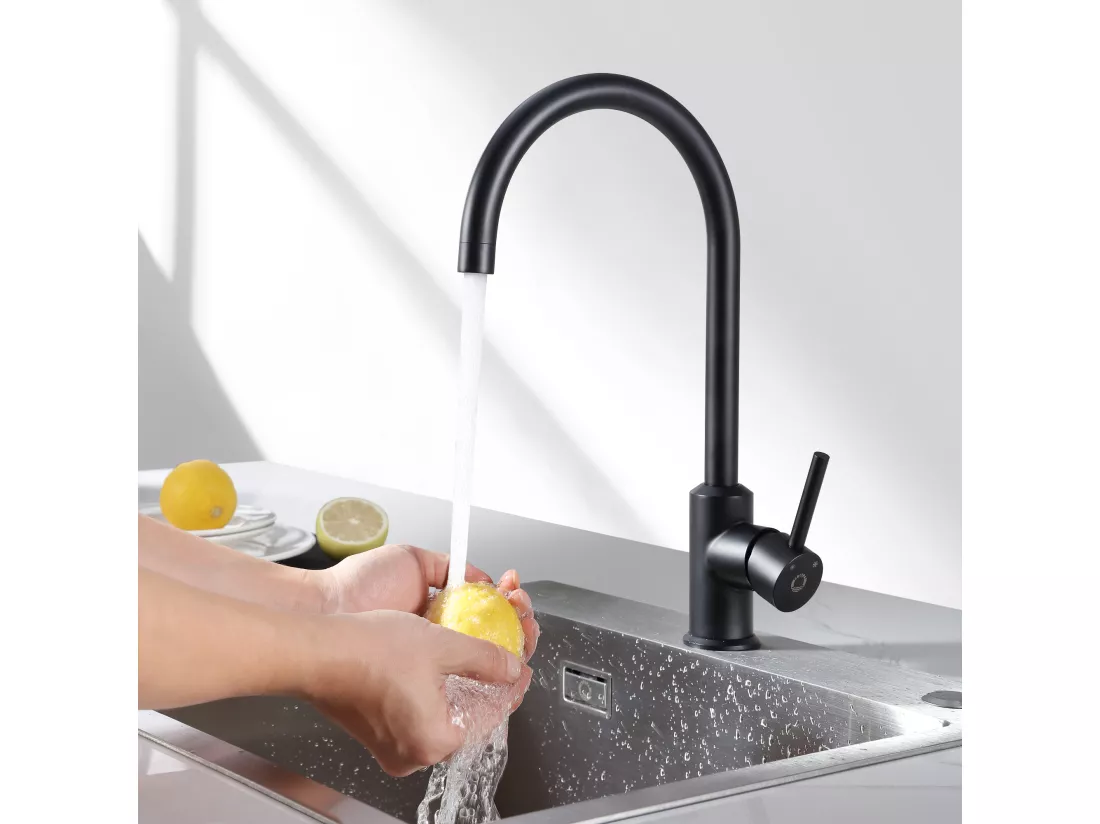 Cecipa max 2 en 1 Evier 1 bac 50*45*18.5cm Noir gris + Robinet de Cuisine Noir